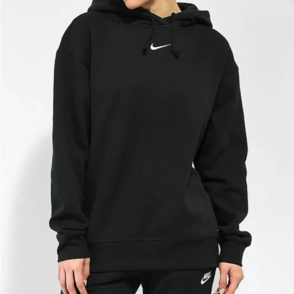 Nike Black Hoodie with White Swoosh Logo